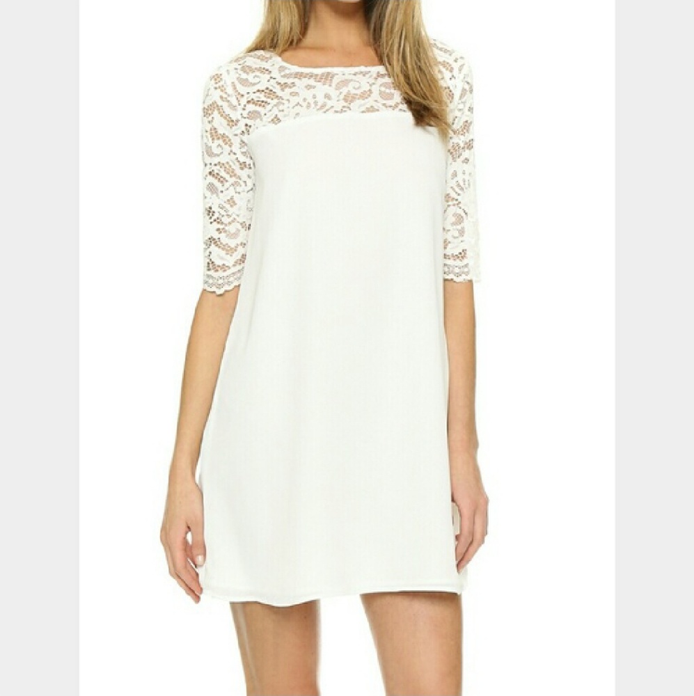 BB Dakota white lace shift dress